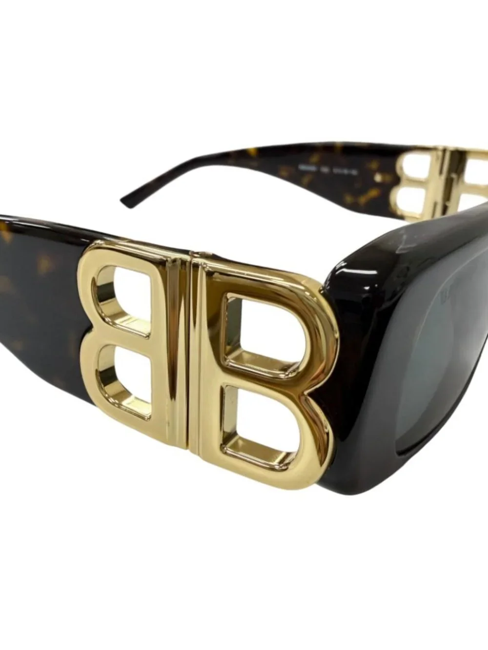 Balenciaga BB Logo Eyewear Sunglasses Brown Marble Gold 51